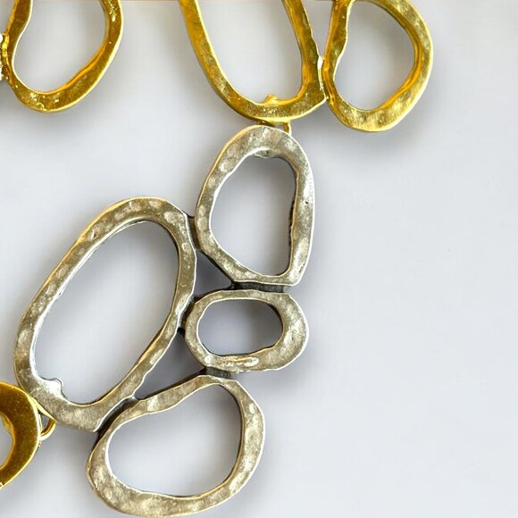 Gold Plated Chunky Minimal Necklace Earrings Set - Picture 5 of 5